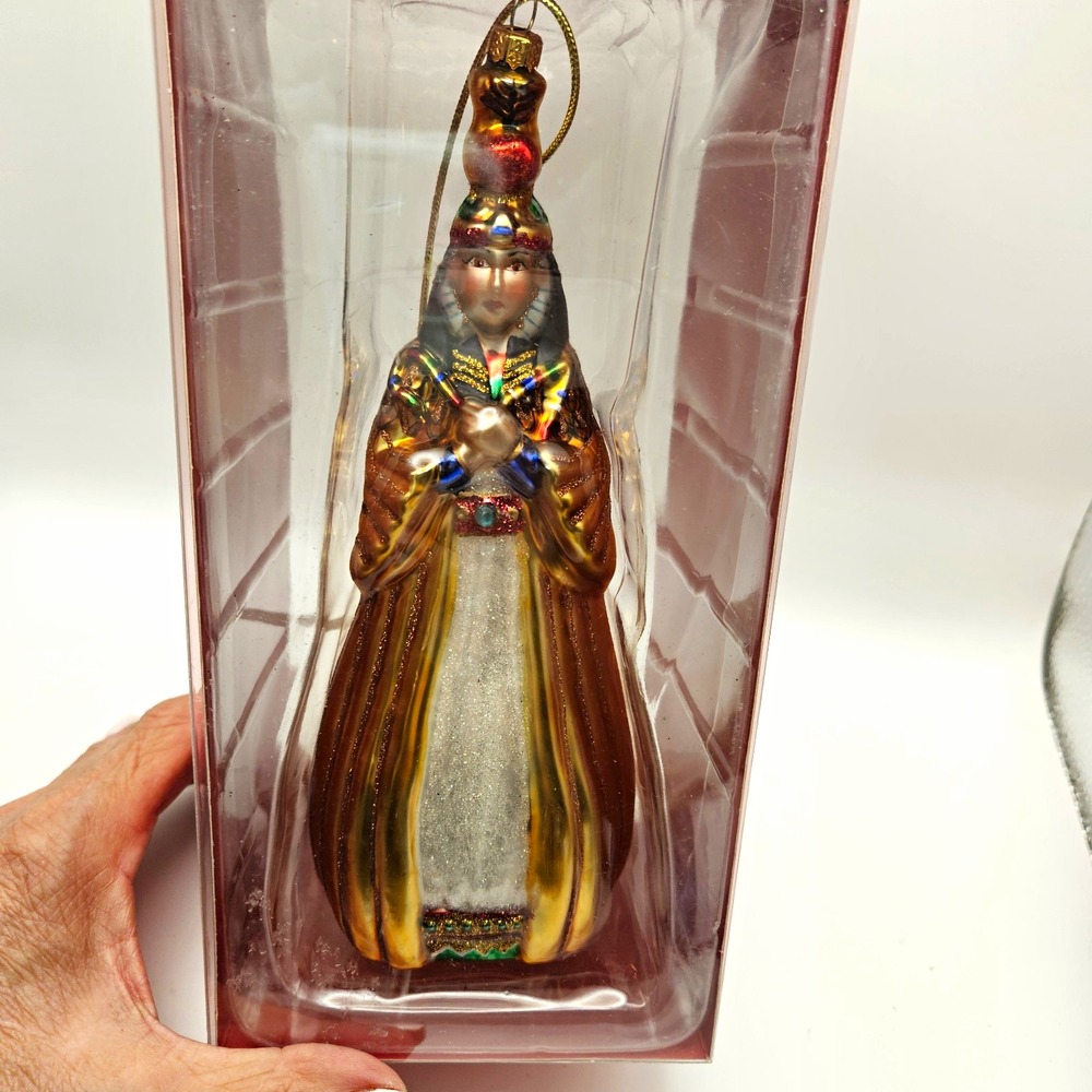 Ckeopatra Mouth Blown Glass Hanging Ornament, Hand Painted